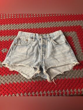 Levi's 501 Cutoff Shorts Women's 25 High-Rise Distressed Jean Denim Button Fly